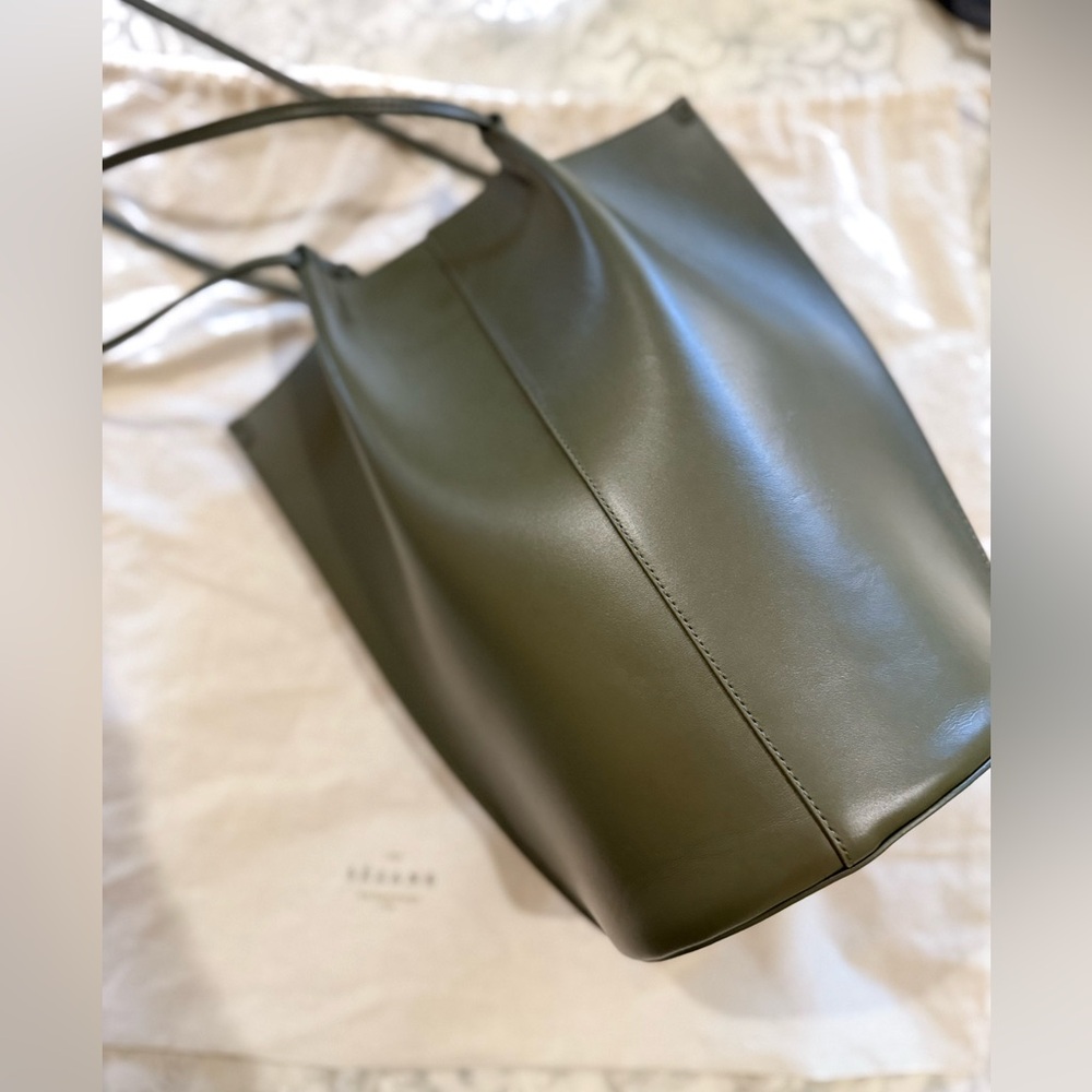 Sezane Leather Romie Bag, olive green